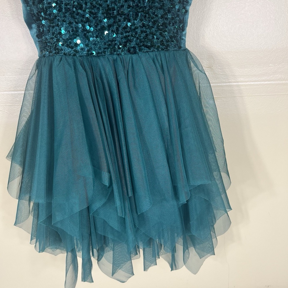 Cat & Jack Girls XS 4/5 Teal Sequin Tulle Party Dress Holiday Special Occasion - Picture 2 of 10